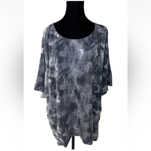 Kleen 2X Women’s Tunic Blouse Top Blue Lagenlook Minimalist Cotton Viscose Lined - Picture 1 of 14